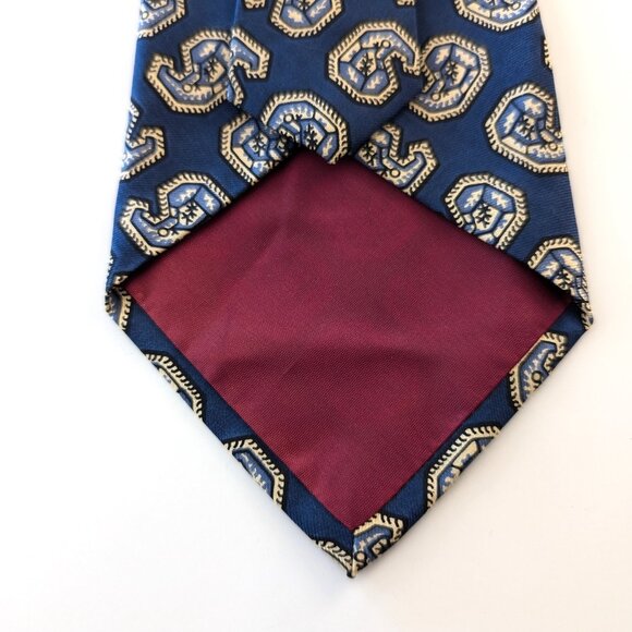 POLO RALPH LAUREN Homme Neck Tie Blue‎ Geometric Silk Made By Hand USA - Picture 5 of 10